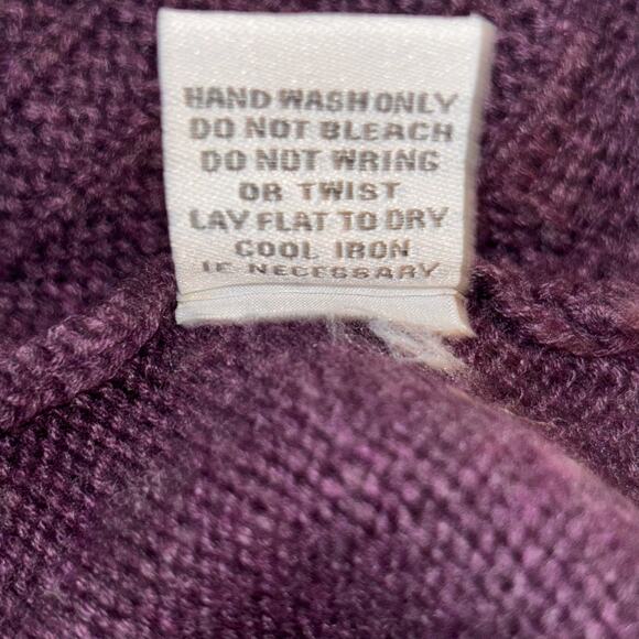 Habitat Purple Cotton Sweater Wmns L Textured Knit Pattern Long Sleeve Mock Neck - Picture 5 of 11